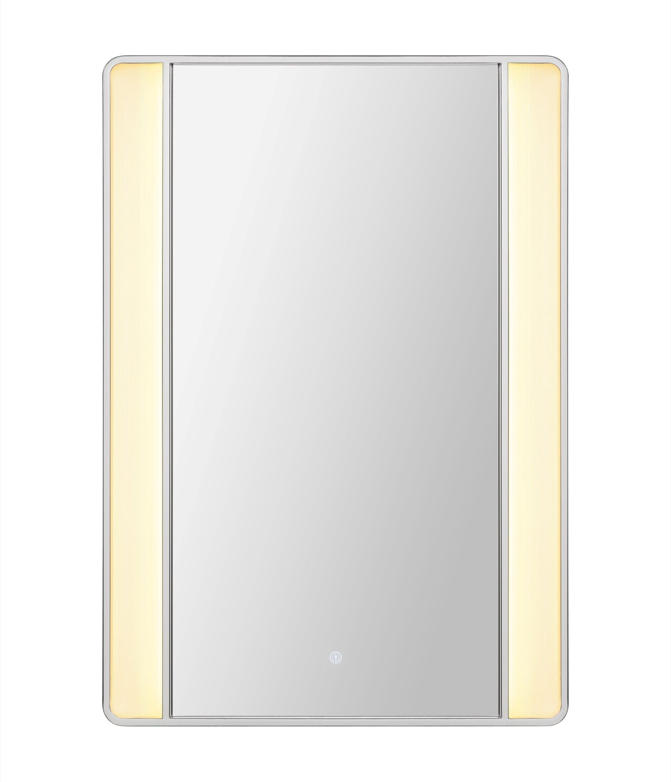 Backlit LED mirror with glowing vertical light panels