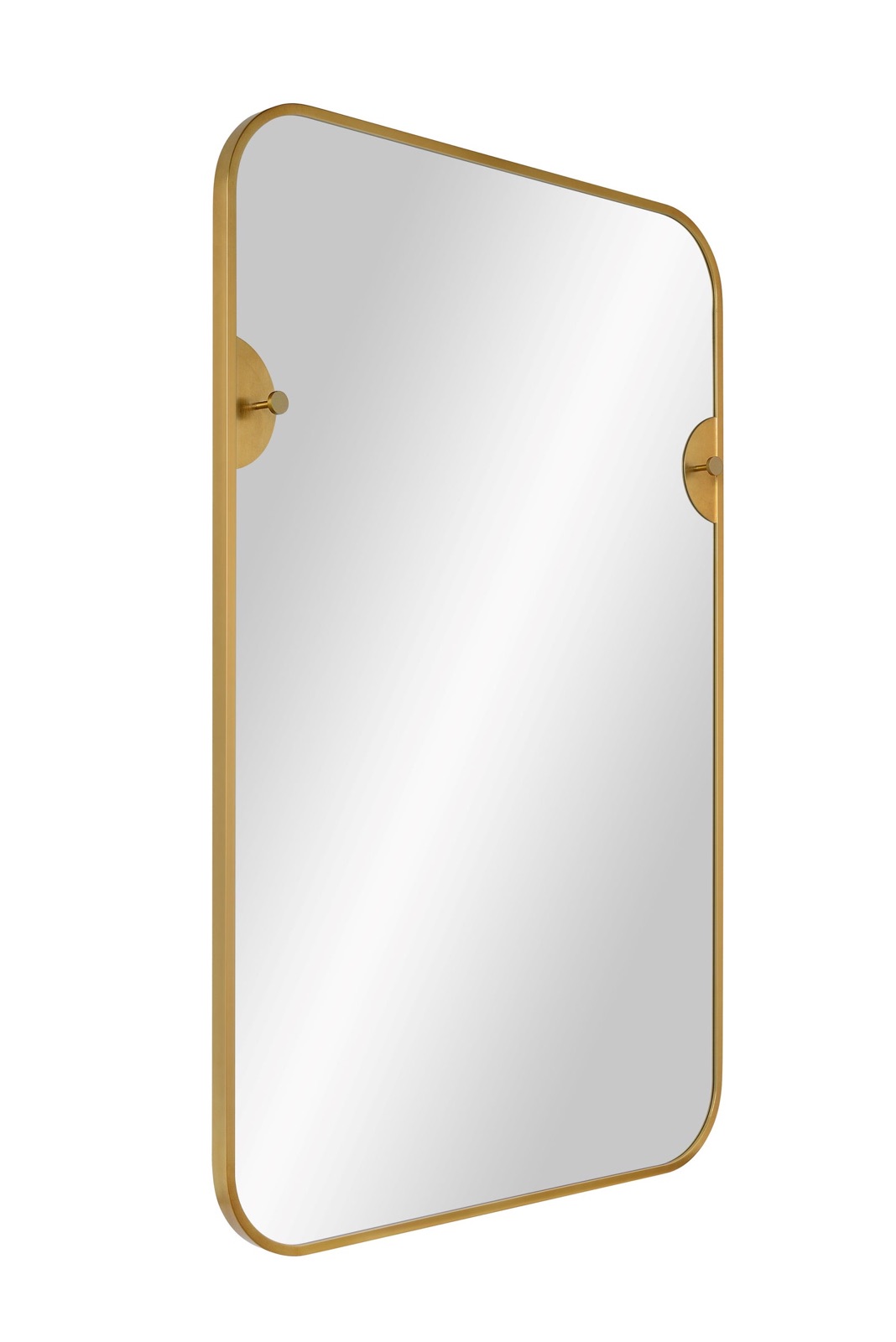 Rounded rectangle mirror with a brushed brass frame